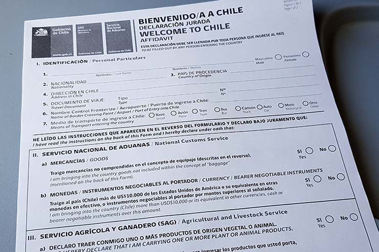 Formulário de imigração no Chile (Foto: Esse Mundo É Nosso)