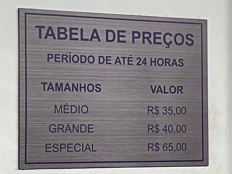 Tabela de preços do guarda volumes no Terminal Rodoviário do Tietê em 2026