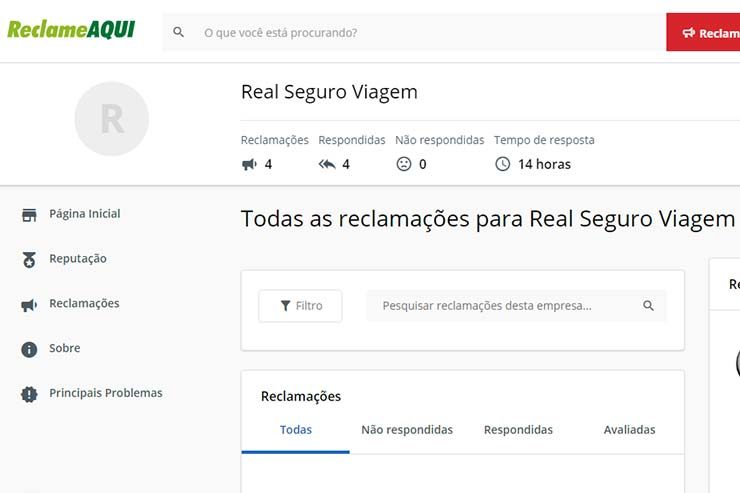 Real Seguro Viagem no Reclame Aqui