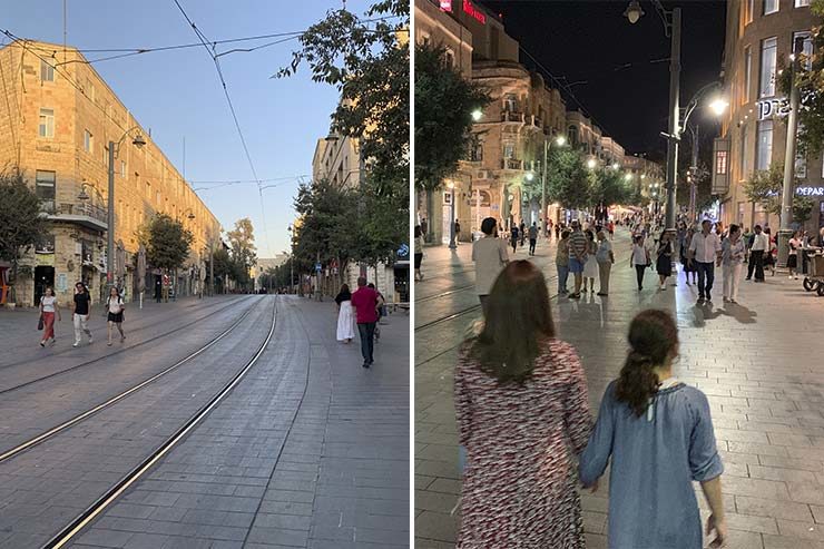 Ruas vazias durante o Shabat em Jerusalém