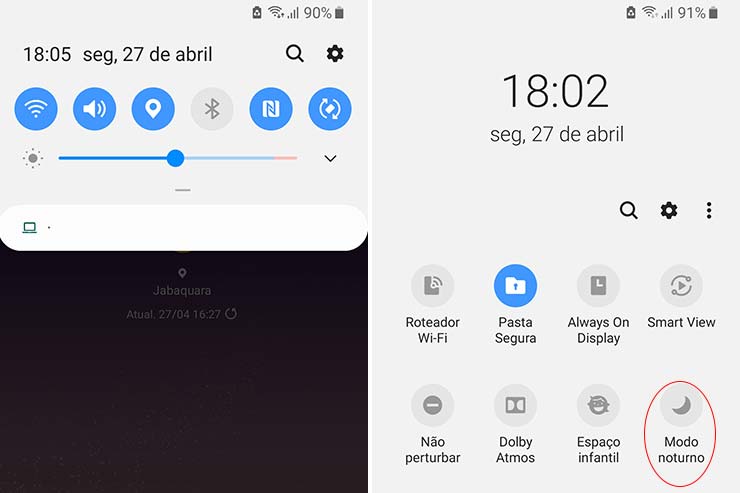 Atalho Modo Noturno Android (Foto: Esse Mundo É Nosso)