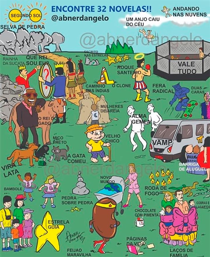 Resposta do Desafio das 32 Novelas (Ilustração de Abner Dangelo)
