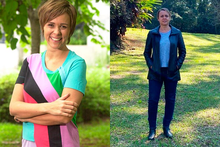 Antes e depois do elenco de Mulheres Apaixonadas: Giulia Gam (Foto: Memória Globo e Instagram)