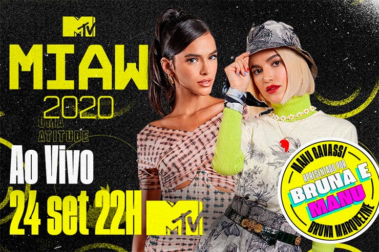 Bruna Marquezine e Manu Gavassi comandam o MTV Miaw 2020 (Foto: Reprodução/Facebook MTV)
