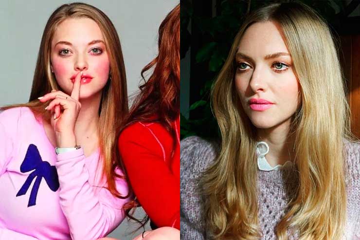 Atriz Amanda Sayfried em 2004 e atualmente (Fotos: Divulgação e Reprodução/Instagram)