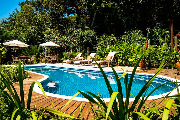 Piscina, jardim e espreguiçadeiras da Samambaia (Foto: Divulgação)