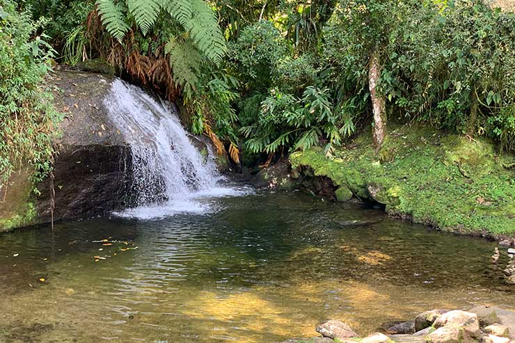 Vale do Alcantilado: Queda d'água da Cachoeirinha em meio ao verde