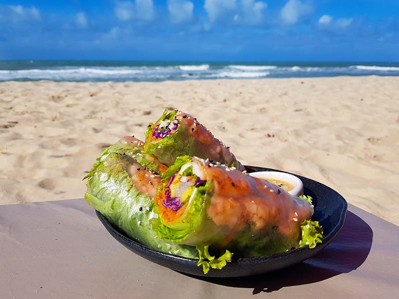 Fresh spring rolls ou rolinho vietnamita do Ginkas Beach