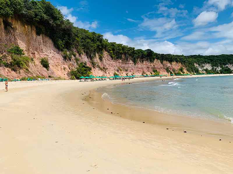 Mar e falésias da Baía dos Golfinhos, na Praia de Pipa, RN