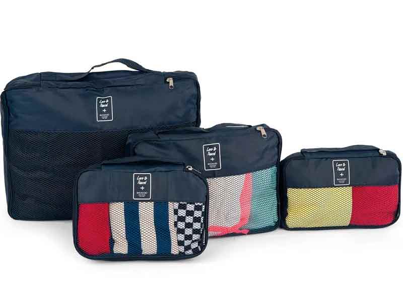 Kit organizador de mala com 4 itens retangulares em diferentes tamanhos