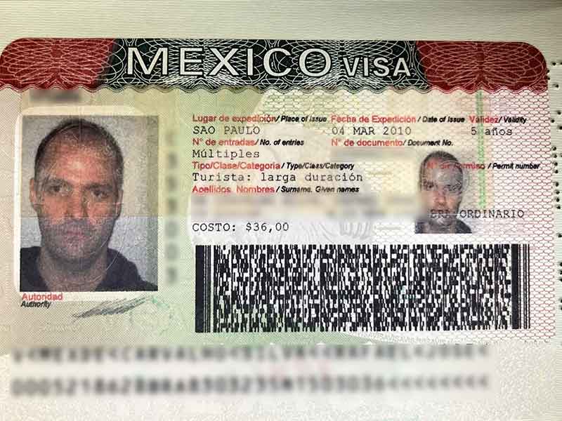 Visto pro México físico em passaporte