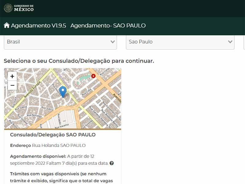 Tela de cadastro no site do CITAS do governo mexicano