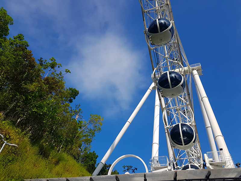 Cabines da FG Big Wheel em dia de céu azul