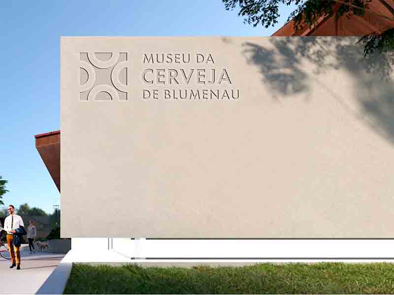 Arte mostra como ficará a parte externa do Museu da Cerveja, dica do que fazer em Blumenau