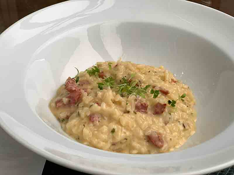 Risoto de linguiça blumenau do Villa do Vale Boutique Hotel