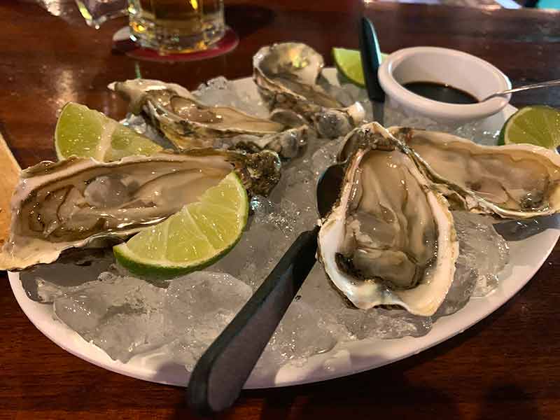 Ostras frescas com limão do Berro d'Água, dica de restaurante em Bombinhas, SC