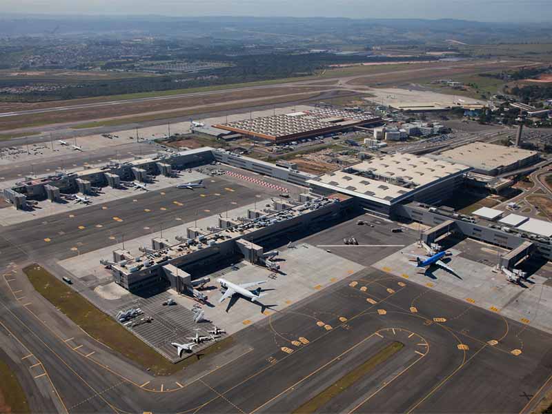 Vista aérea do aeroporto de Viracopos em Campinas