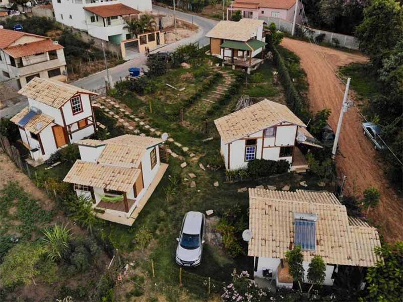 Vista aérea da Villa Cachoeira, uma das pousadas em Carrancas