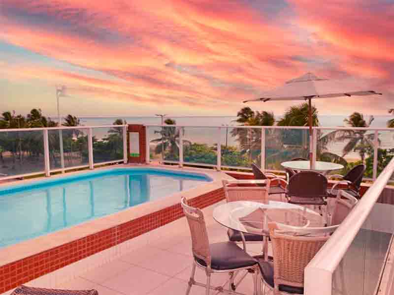 Piscina do Nord Easy Ondas do Atlântico, dica de hotel em João Pessoa, no entardecer