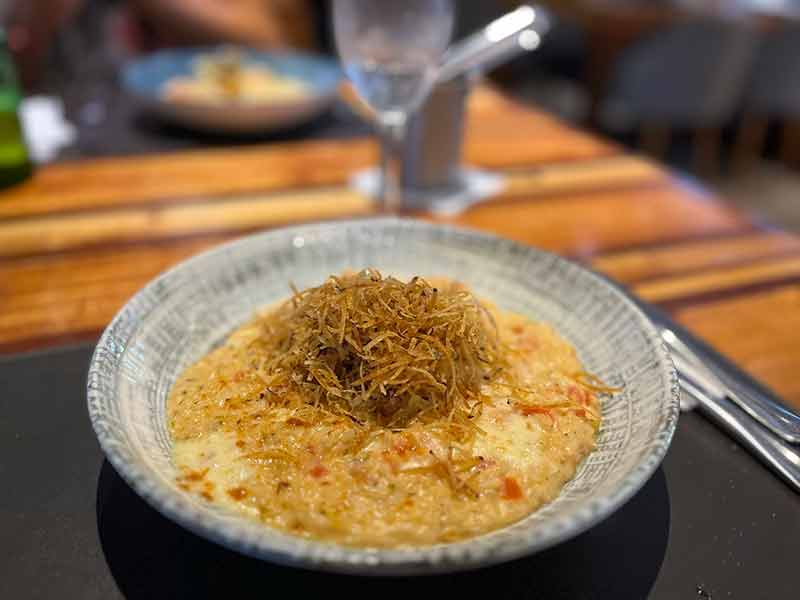 Arroz cremoso com camarões do restaurante Nau, em João Pessoa