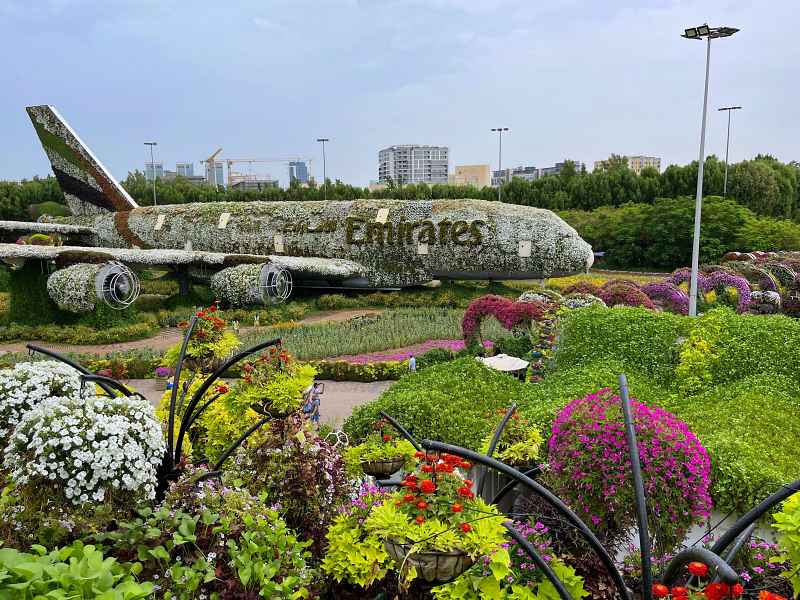 Réplica de A380 da Emirates no Miracle Garden em Dubai