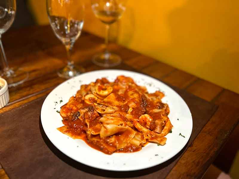 Maltagliati alla napoletana com frutos do mar da Il Cantuccio