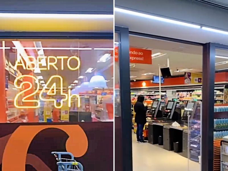 Fachada do Carrefour Express, dica de onde beber e comer barato no aeroporto de Guarulhos