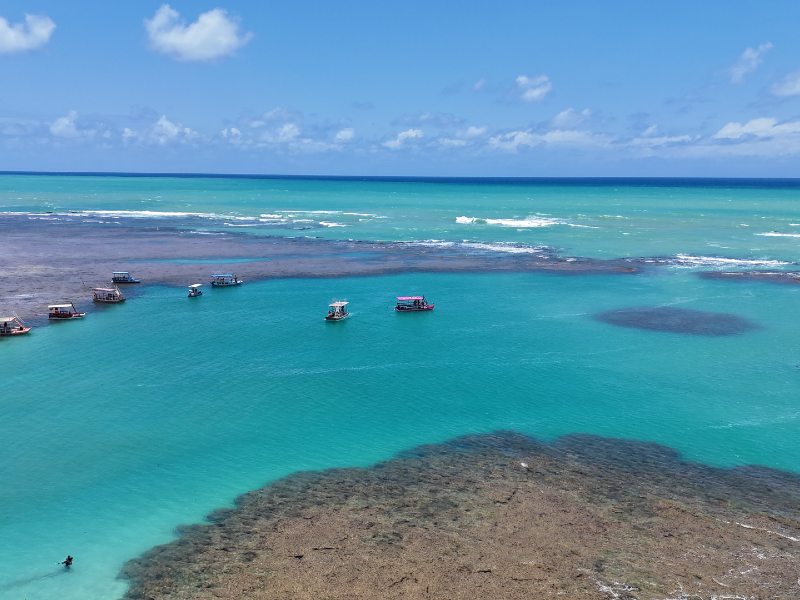 Piscinas naturais do Patacho, dica de o que fazer em Porto de Pedras, com água esverdeada