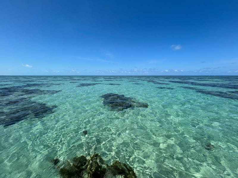 Águas calmas, cristalinas e esverdeadas dos Parrachos do Rio do Fogo