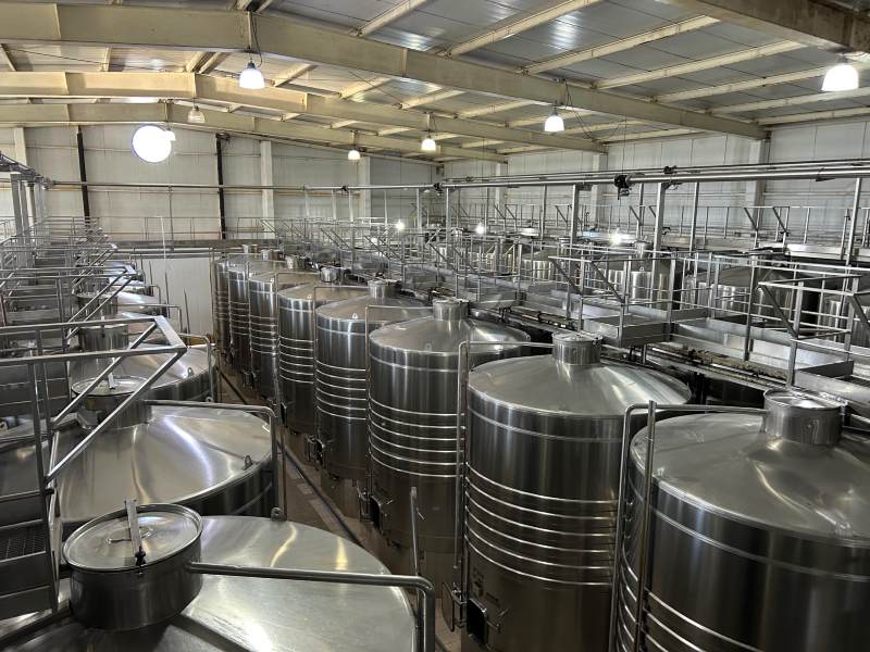 Ambiente cheio de tanques de vinhos da Norton